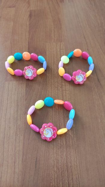 Lot 3 bracelets élastiques licorne multicolore