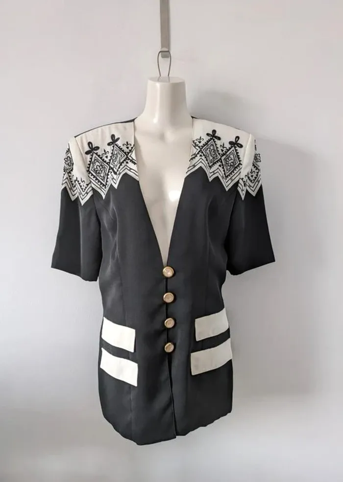 Veste d'été brodée boutons dorés nacrés - Ann Taylor - taille 40/42