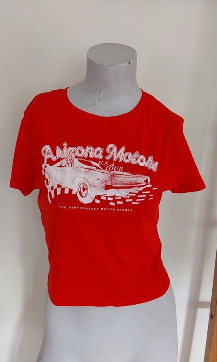 Tee shirt top crop rouge H&M neuf avec étiquette  T 38 - photo numéro 5