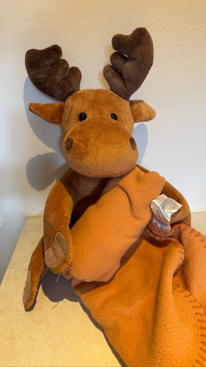 Grande Peluche cerf avec couverture lupilu - photo numéro 4
