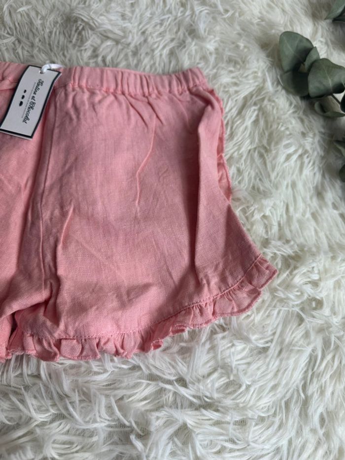 Short en lin rose taille 3 ans tartine et chocolat - photo numéro 4