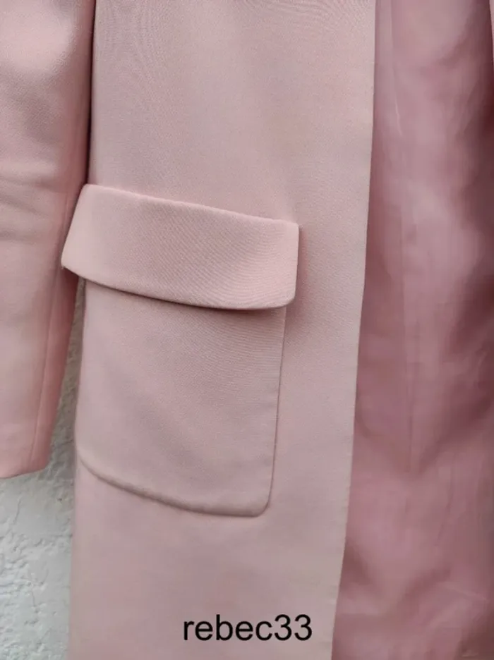 Longue Veste blazer rose pâle h&m - photo numéro 4