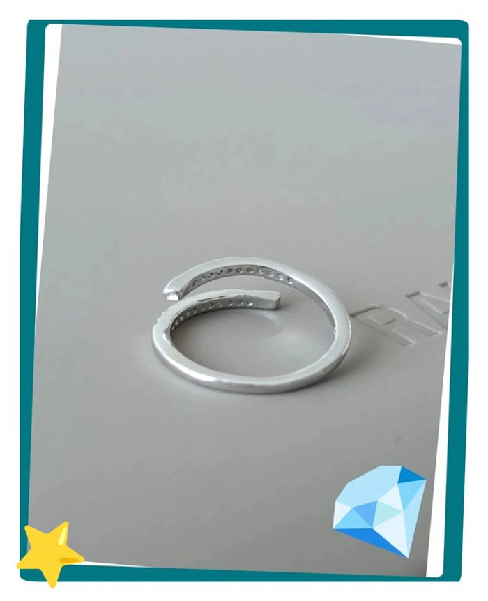 Bague ajustable strass plaquage argent - photo numéro 3