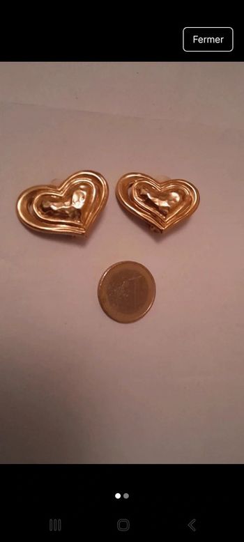 Sublimes b o clips cœurs dorés vintage authentique