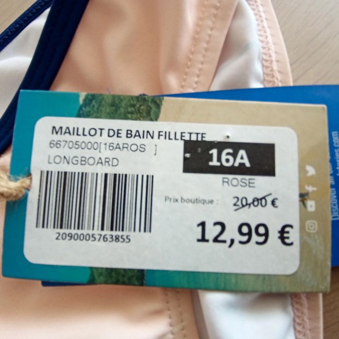 Maillot de bain 2 pièces 16 ans longboard neuf avec étiquette - photo numéro 3