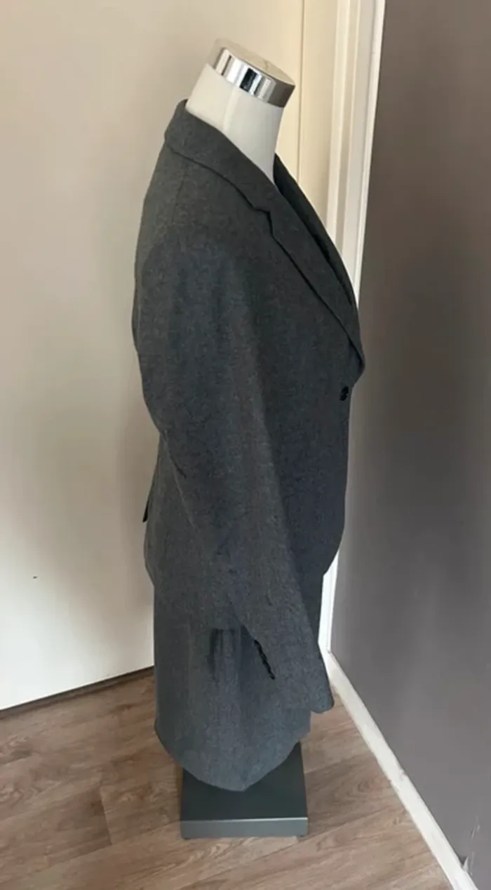 Ensemble tailleur robe+veste gris en laine, femme, taille 36 - photo numéro 3