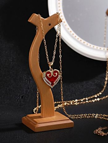 Bijou cadeau saint Valentin femme Cœur zircon couleur rubis  soirée Mariage