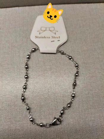 1 Bracelet 20,8 cm avec bille 3, 3mm en Acier Inoxydable 304 coloris Argent Platine