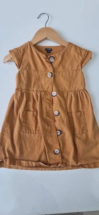 Robe moutarde marron bouton 36 mois