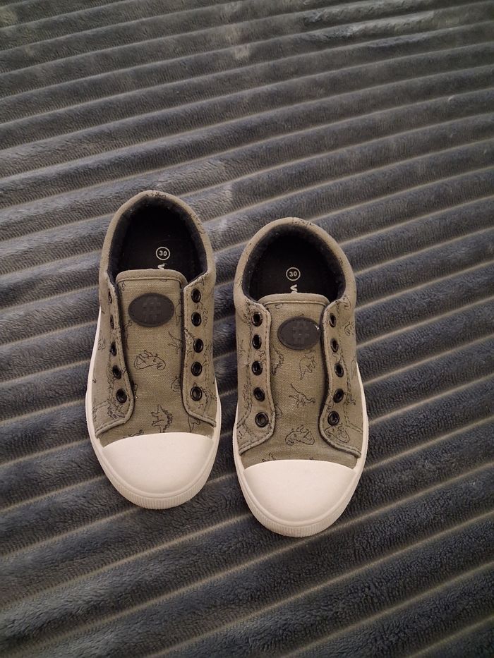 Baskets sans lacets kaki et blanc Vertbaudet - photo numéro 1