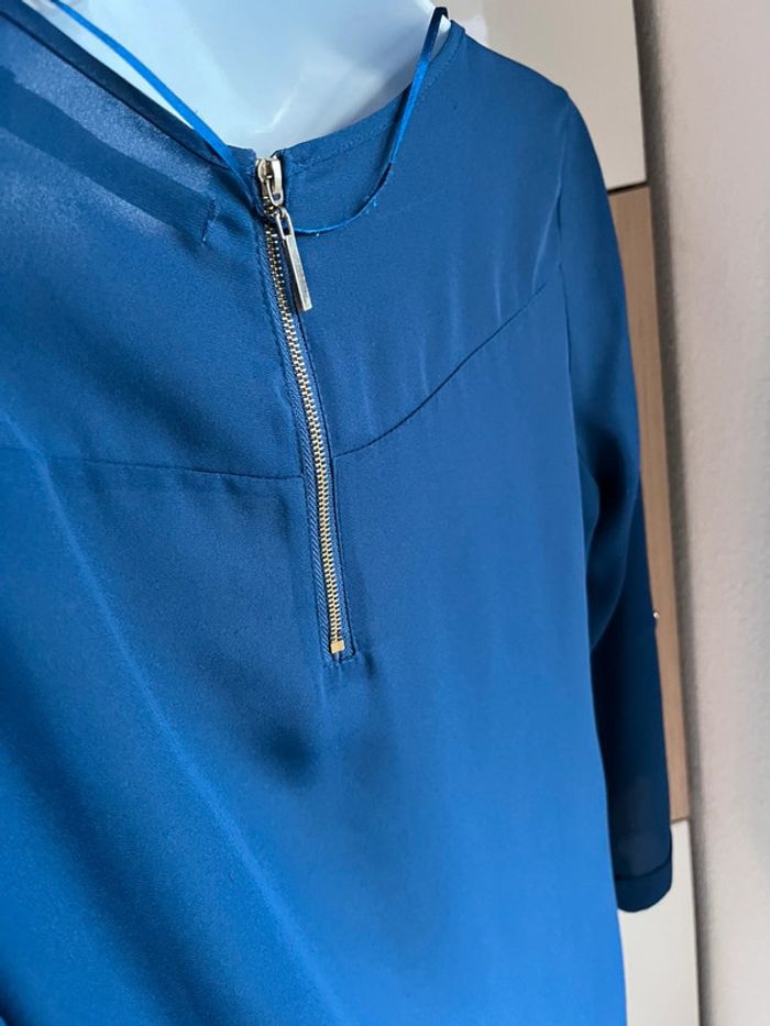 Blouse bleue diode mango taille s - photo numéro 3