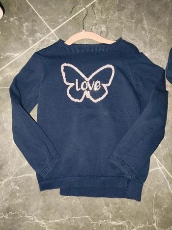 Pull fin fille 6 ans motif papillon paillettes