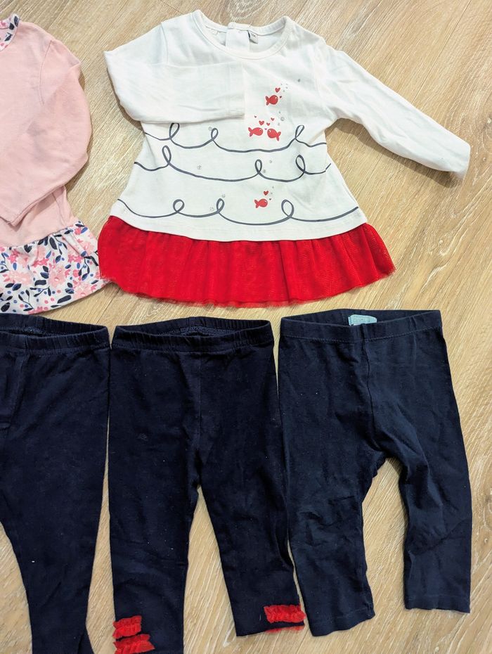 Lot 4 leggings & 2 t-shirts 12 mois bébé fille - photo numéro 3