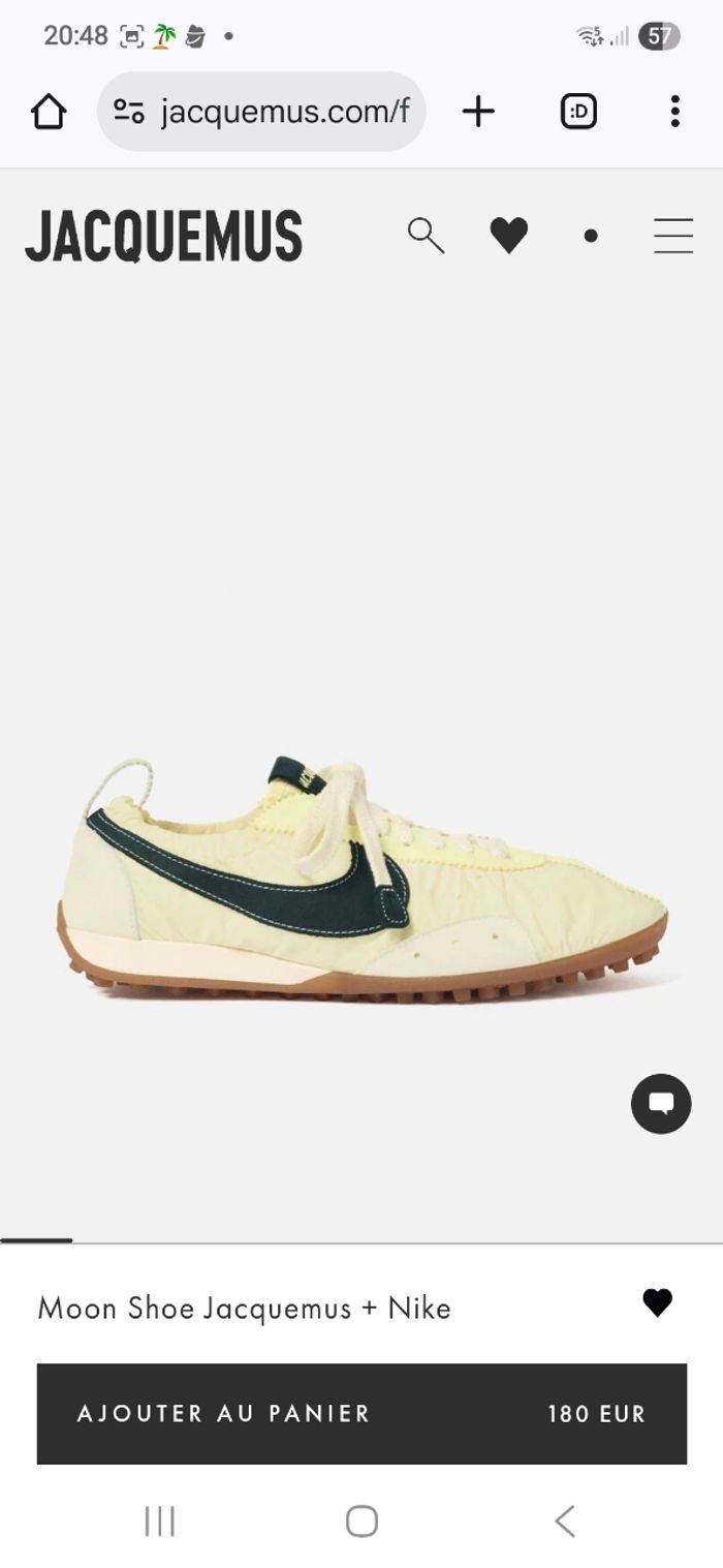 Jacquemus + Nike  Sneakers Moon - collaboration Jacquemus + Nike - taille 38 beige yellow pale - photo numéro 8