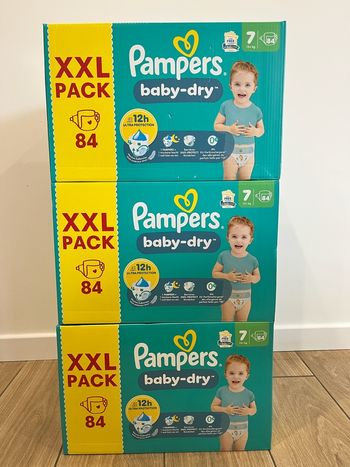 🔹 3 Packs Pampers Baby-Dry Taille 7 XXL Pack – 252 couches – Neufs scellés