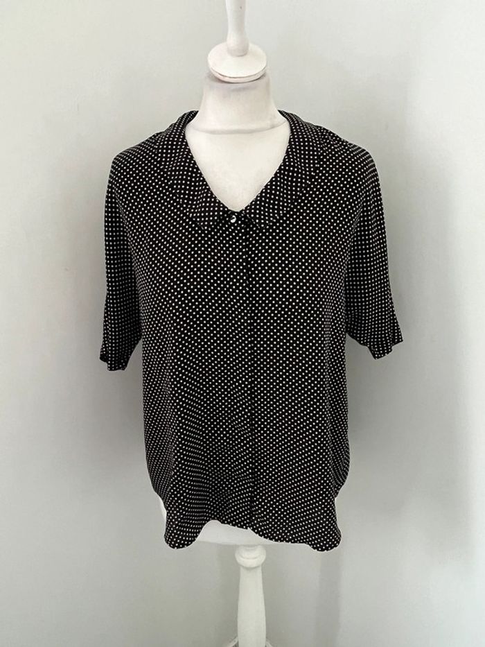 Chemisier noir à pois Zara XS