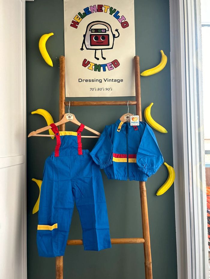 Salopette vintage color block + veste 18M