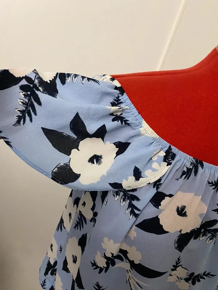 Blouse col bardot imprimé fleuri bleu Atmosphère - photo numéro 4