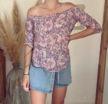 Blouse épaules dénudées Bershka multicolore bohème