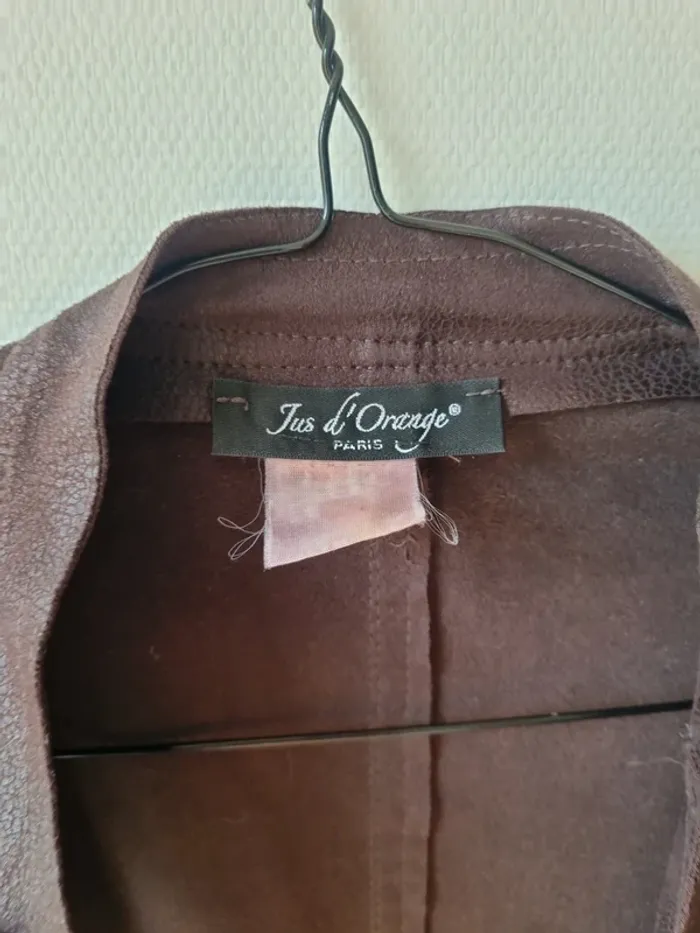 veste imitation daim (perfecto) asymetrique jus d'orange - photo numéro 7