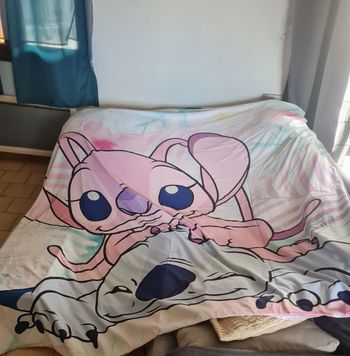Housse de couette stitch +2 taies  d'oreiller 