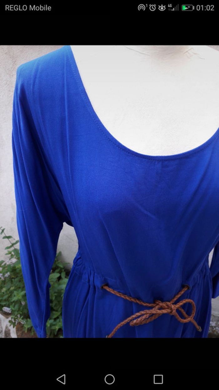Robe droite bleue électrique en coton léger - photo numéro 4
