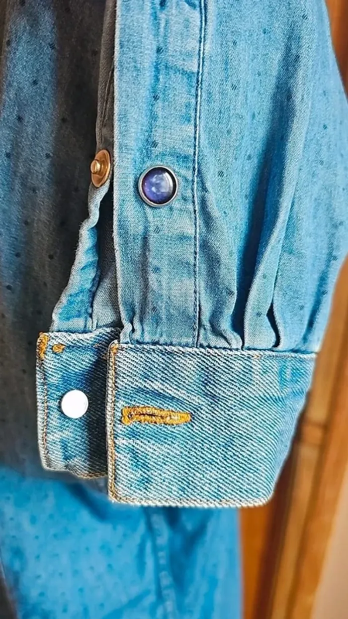 Chemise vintage denim coton et jeans - photo numéro 5