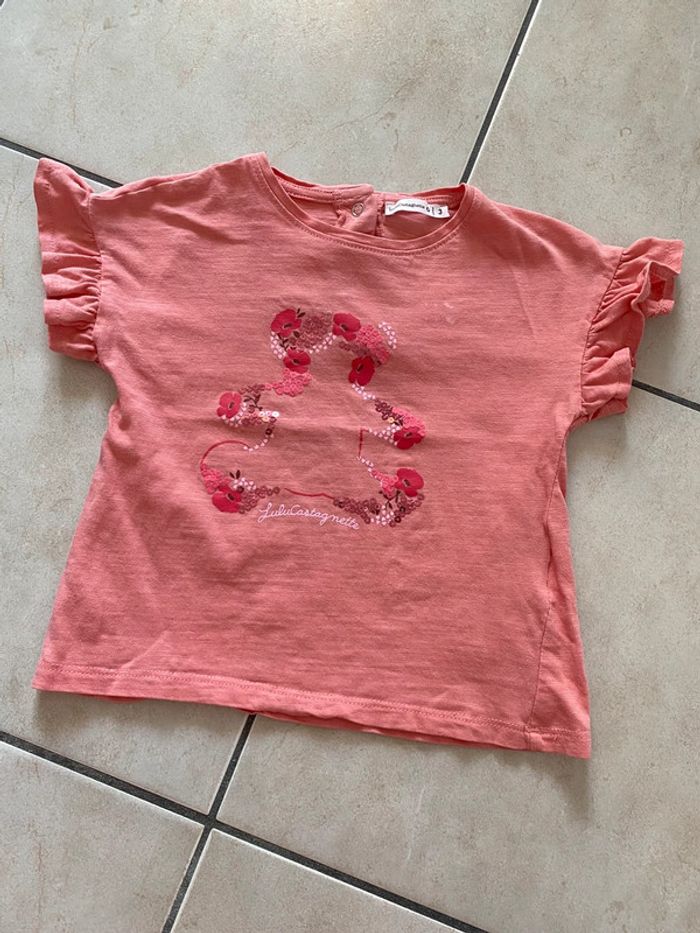 T-shirt fille Lulu Castagnette corail 3 ans - photo numéro 3
