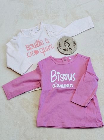 2 t-shirts rose bébé