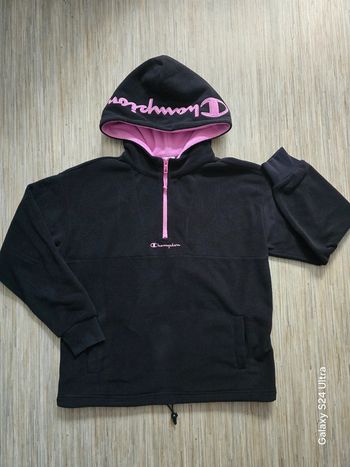 Sweat à capuche polaire noir et rose - Champion - Taille M