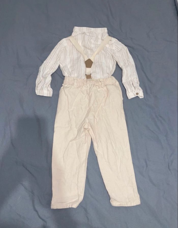 Ensemble salopette / chemise vintage enfant - photo numéro 2