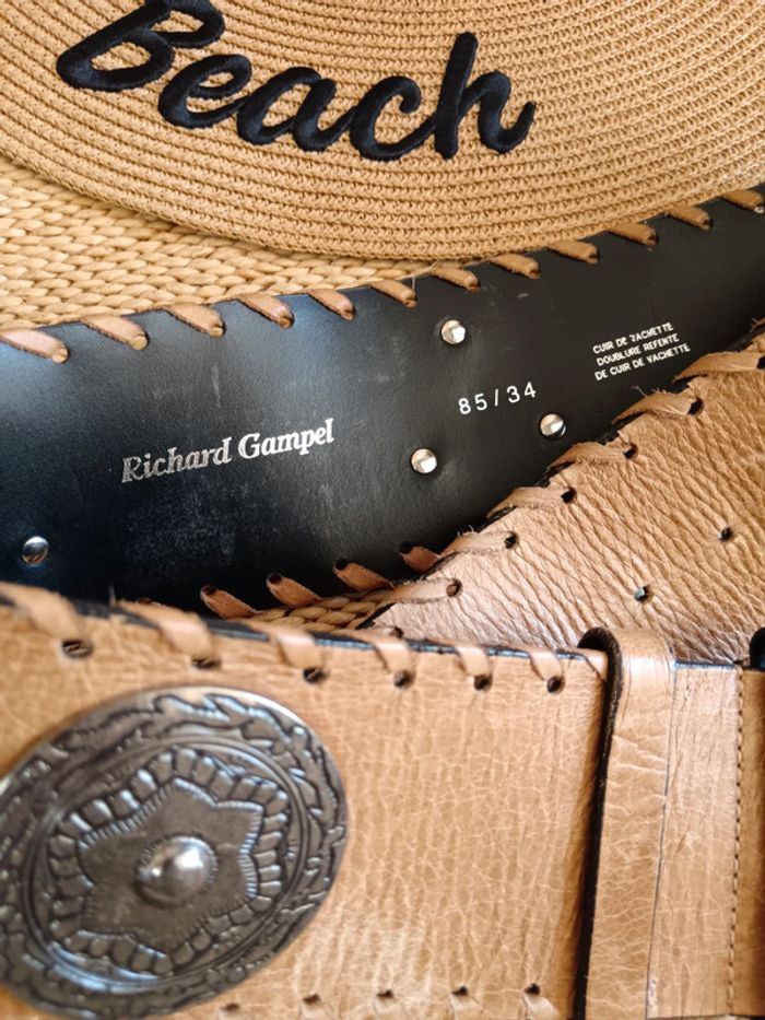 Richard Gampel | ceinture large cuir sable | t. 85 - photo numéro 7