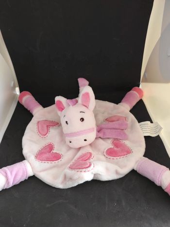 Cheval Rose Kimbaloo Pink Horse doudou plat mouchoir #geektradedoudou