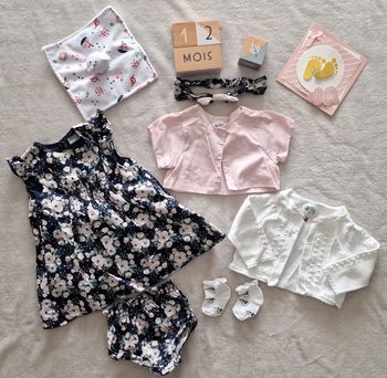 Ensemble cérémonie 6 pièces cassis, blanc & rose - 12M - Sergent Major (BE)
