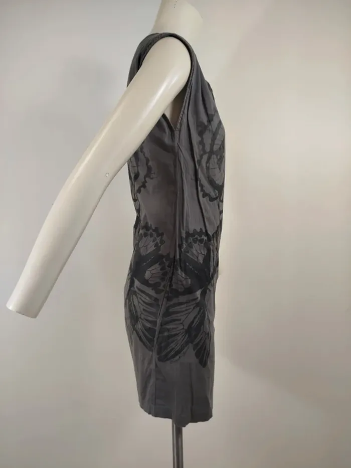 Robe grise imprimé papillon Bonobo Jeans taille unique à zip dans le dos A1567 - photo numéro 11