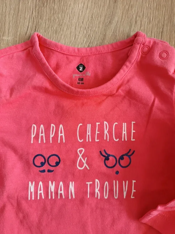 T-shirt manches longues rose Z Grain de blé pantalon noir pailleté Nano & Nanette bébé fille 6 mois - photo numéro 4