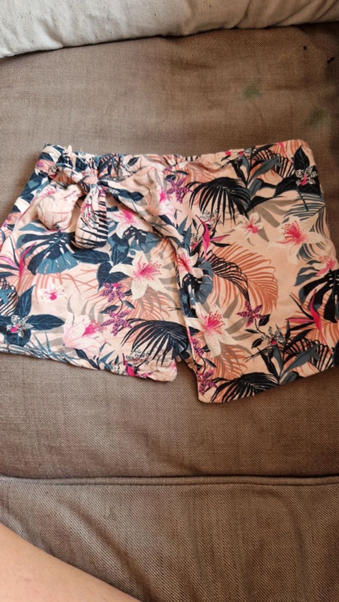 Short porte feuille rose à fleurs