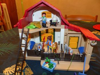 Lot playmobils la grande ferme moderne + accessoires animaux etc