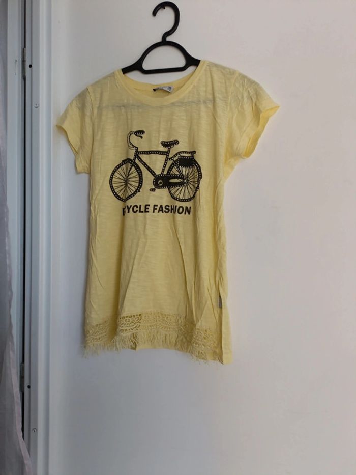 T-shirt fille 14 ans (164 cm) fourche Motif vélo – Très bon état - photo numéro 2
