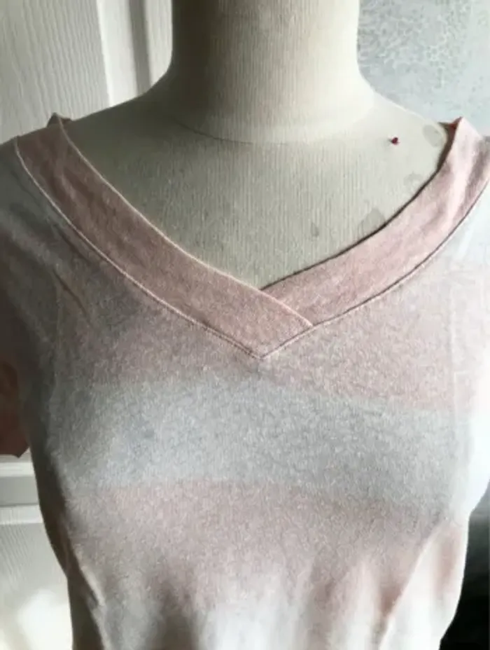 Tee-shirt esprit Rose pale et blanc - photo numéro 4