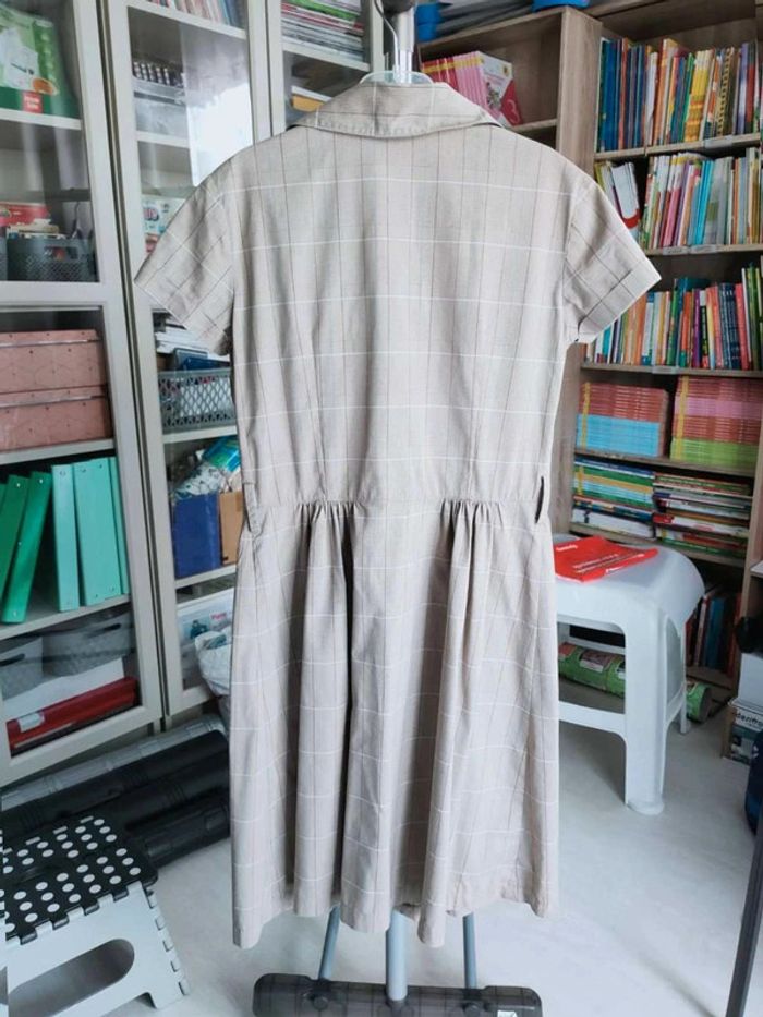 Robe  chemise Machka à  carreaux  beige,  taille 36,  allure casual  chic - photo numéro 2