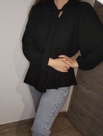 Blouse col lavallière noire taille unique