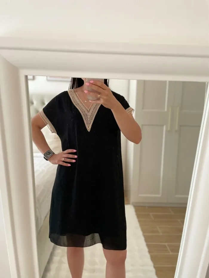 Robe/tunique noir et beige/ dorée 36 neuf - photo numéro 3