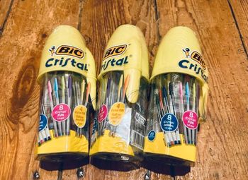 Lot de 3 - Pot coffret Bic Cristal Fun Original Fluo 60 stylos billes multicolores couleurs