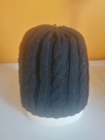 🌸Bonnet mixte chaud noir torsadé fait main 🌸