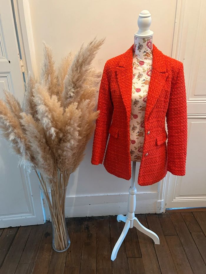Blazer tweed rouge/orangé