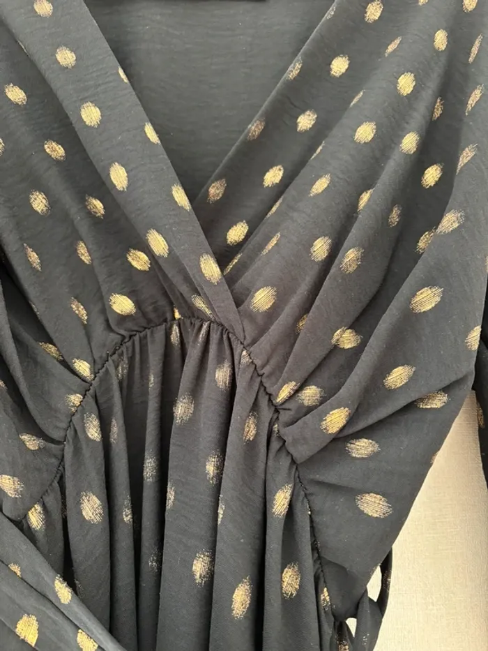 Robe noir manche 3/4 petit pois doré Taille Unique - photo numéro 2