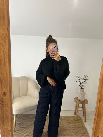 Pantalon plissé bleu marine