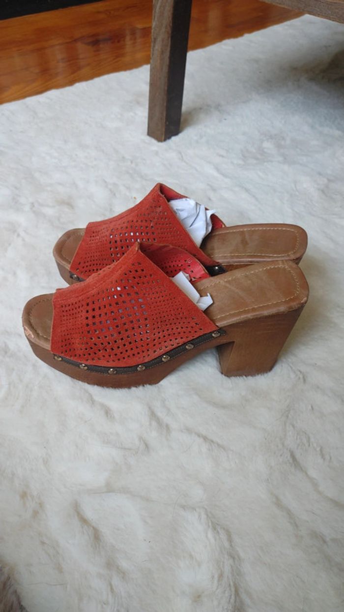 Mule plateforme en cuir daim - photo numéro 2