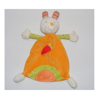 Doudou plat lapin orange et vert avec carotte – Babysun
